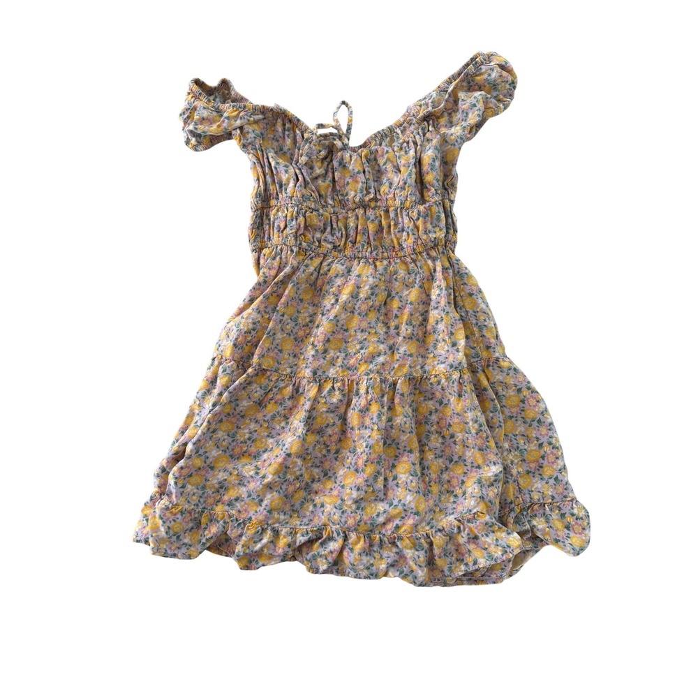 Aeropostale Floral Smocked Mini Dress Yellow Purple Cottagecore Small